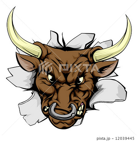 Bull charging through wall Bull charging through wall 12039445