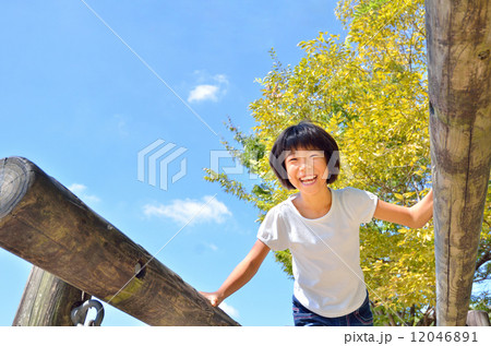 アスレチックを楽しむ女の子 12046891