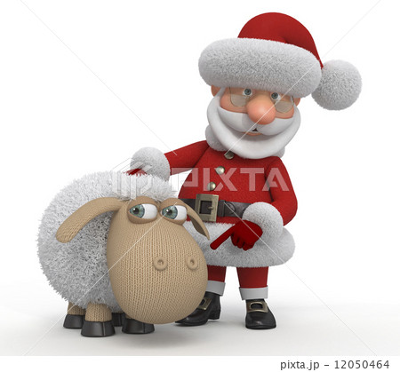 3d Santa Claus with a lamb 12050464