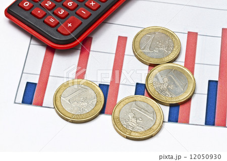 Euro coins on business graph 12050930
