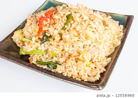 Fried rice with deep fried pork garlic and vegetable Fried rice with deep fried pork garlic and vegetable 12056960