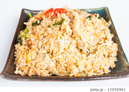 Fried rice with deep fried pork garlic and vegetable Fried rice with deep fried pork garlic and vegetable 12056961