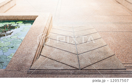 Slope down walk way with lotus pool 12057507