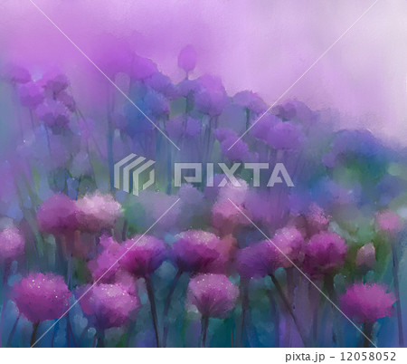 Abstract purple onion flower.Oil painting. 12058052