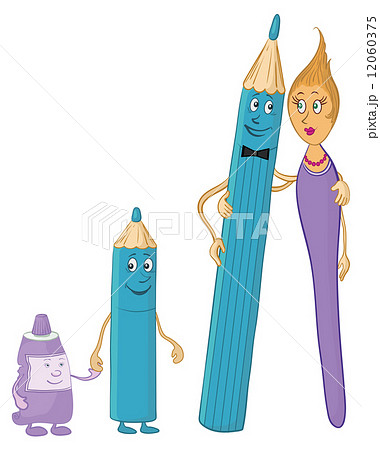 Family: pencils, brush, tube of paint Family: pencils, brush, tube of paint 12060375
