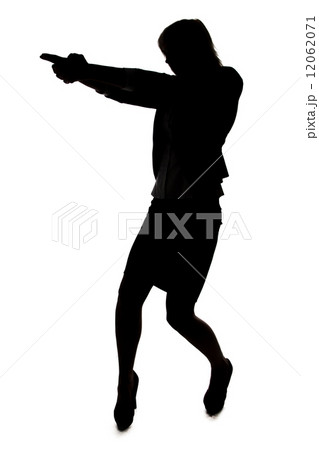 Silhouette of woman with handgun Silhouette of woman with handgun 12062071