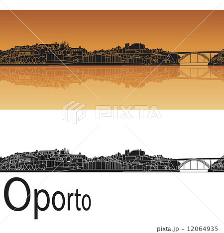 Oporto skyline in orange background 12064935