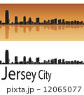 Jersey City skyline in orange background 12065077