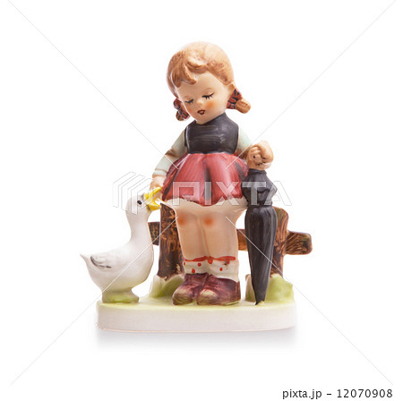 Very old statue, small ceramic girl 12070908