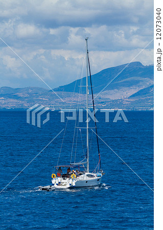 Sailing yacht in the Ionian sea 12073040