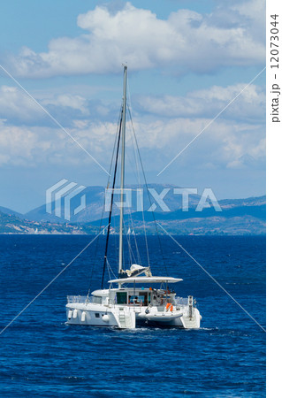 Sailing yacht in the Ionian sea 12073044