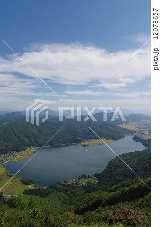木崎湖 全景(俯瞰縦) 木崎湖 全景(俯瞰縦) 12073657