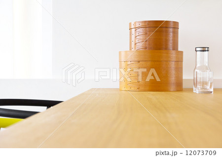 detail of modern interior decoration ,wooden box ,bottle,glass  12073709