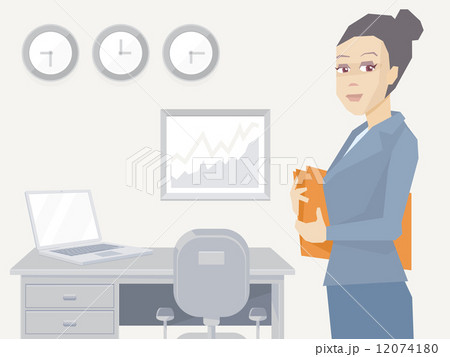 Vector illustration portrait of a woman manager keeps a folder w 12074180