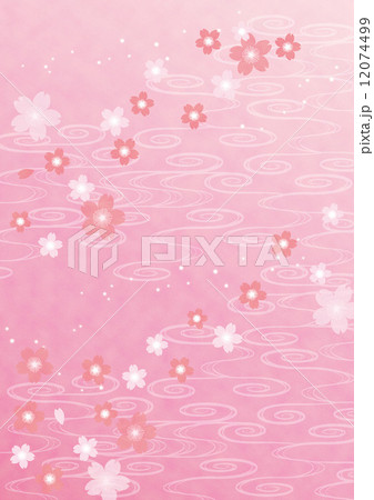 背景素材タテ-流水模様,桜 12074499