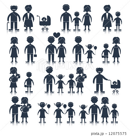 Family icons set black Family icons set black 12075575