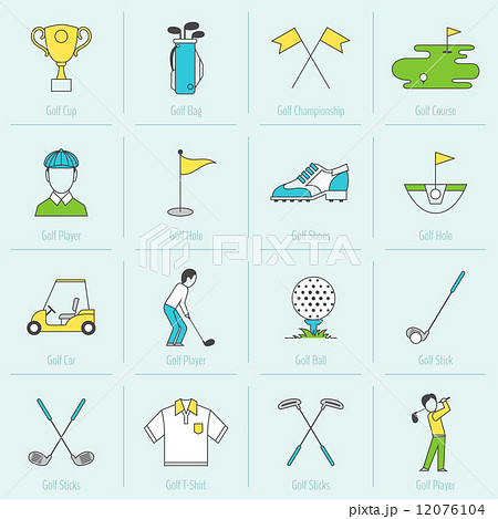 Golf Icons Flat Line 12076104