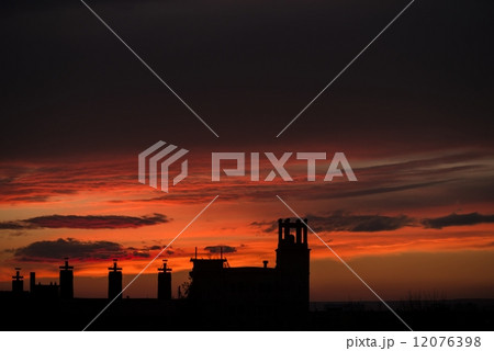Artistic sunset with bright sky 12076398