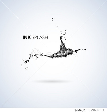 Black ink paint or oil splash isolated on white 12076664