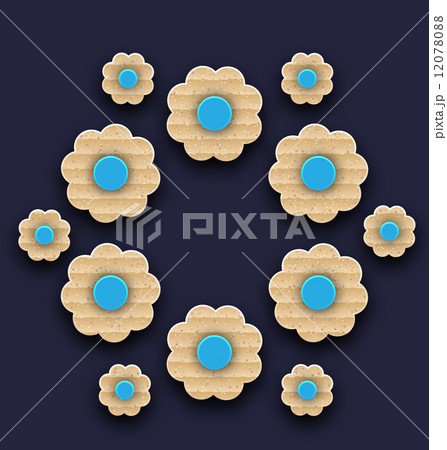 Paper flowers background, handmade composition 12078088
