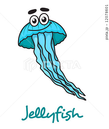 Cartoon blue jellyfish character Cartoon blue jellyfish character 12078601