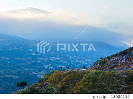 Top morning mountain  view (Greece,  Kefalonia). 12080155