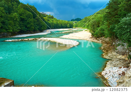 Alpine landscape with river 12082375