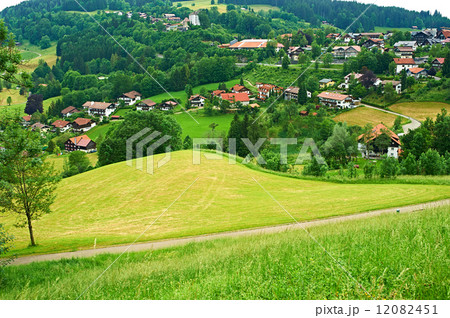 Bavarian landscape at Alps with village Bavarian landscape at Alps with village 12082451