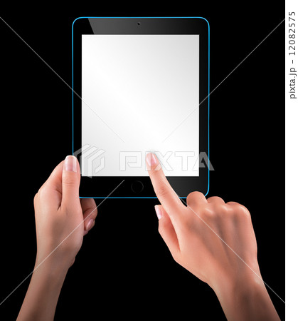 Touch screen tablet computer with hand Touch screen tablet computer with hand 12082575