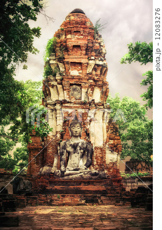 Buddha at Wat Mahathat ruins. Ayutthaya, Thailand 12083276