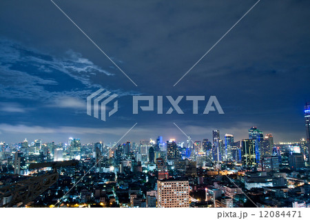 City town at night in Bangkok, Thailand 12084471