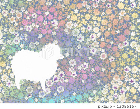 千代紙白抜きヨコ 羊 のイラスト素材 12086167 Pixta