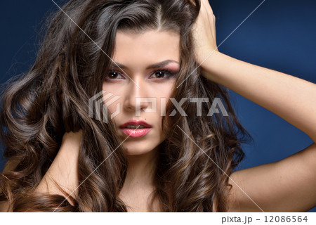Head of the beautiful woman with long hair. Head of the beautiful woman with long hair. 12086564