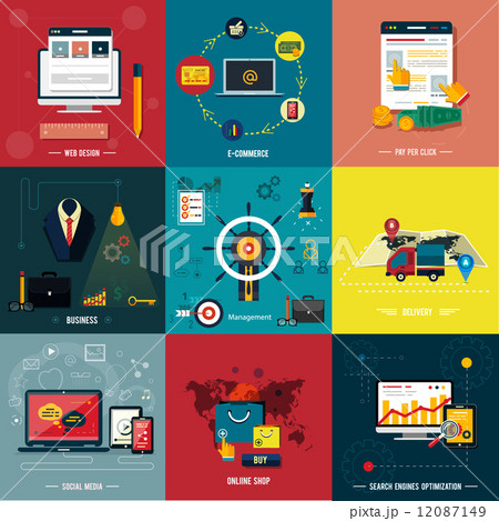 Icons for web design, seo, social media Icons for web design, seo, social media 12087149