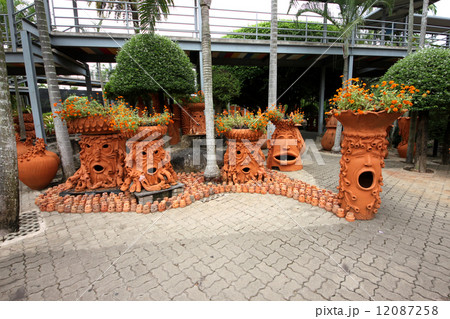 Trees with emotions with flower-beds in the Nong Nooch tropical botanic garden near Pattaya city Trees with emotions with flower-beds in the Nong Nooch tropical botanic garden near Pattaya city 12087258