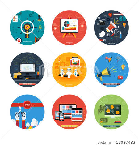 Icons for web design, seo, social media Icons for web design, seo, social media 12087433