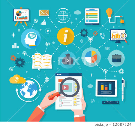 Web site seo analytics charts on screen of PC 12087524