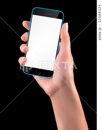 Hand holding Black Smartphone with blank screen 12088324