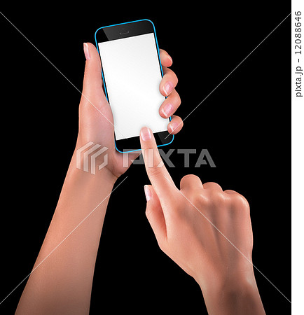 Hand holding Black Smartphone with blank screen Hand holding Black Smartphone with blank screen 12088646
