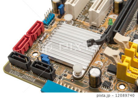 Electronic collection - digital components on computer mainboard 12089740