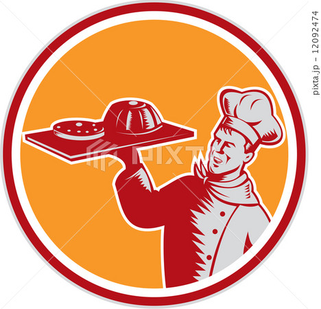 Baker Tray Food Cake Circle Woodcut 12092474