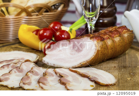 smoked meat on the table in a restaurant smoked meat on the table in a restaurant 12095019