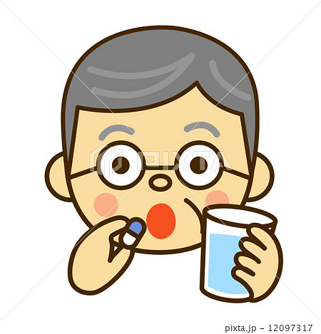 薬を飲むおじいさん 薬を飲むおじいさん 12097317