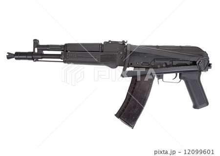 a new modern Kalashnikov assault rifle on white 12099601