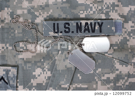 us navy camouflaged uniform with blank dog tags 12099752