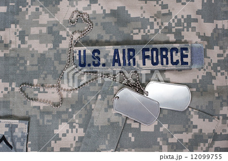 us air force camouflaged uniform with blank dog tags 12099755