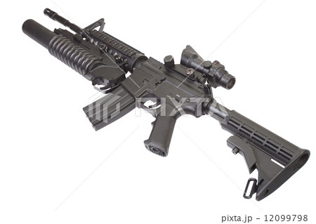 An M4A1 carbine equipped with an M203 grenade launcher An M4A1 carbine equipped with an M203 grenade launcher 12099798