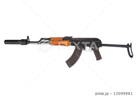 Kalashnikov with silencer isolated on white 12099981