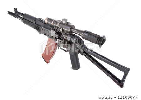 Kalashnikov AK with optical sight on white 12100077