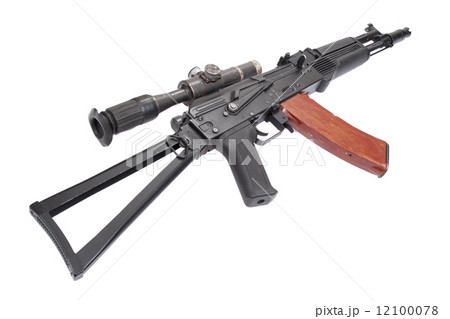 Kalashnikov AK with optical sight on white 12100078